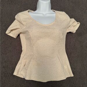 Lush Cream Short Sleeve Women's Peplum Top